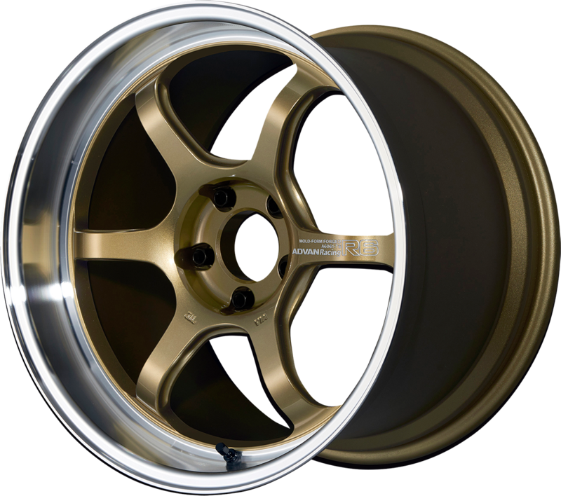 ADVAN RACING | Design: R6 | Grösse: 10.5x18 | ET: 15 | Lochkreis: 5x114.3 | Farbe: machining & racing brass gold