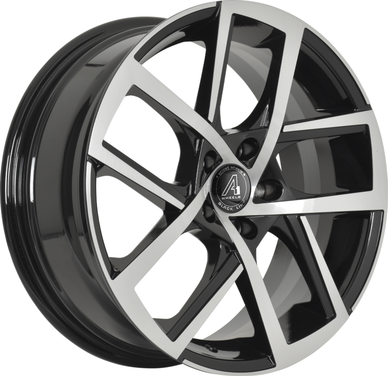 A1 WHEELS | Spark | Grösse: 7.5x18 | ET: 45 | Lochkreis: 5x112 | gloss black, face polished