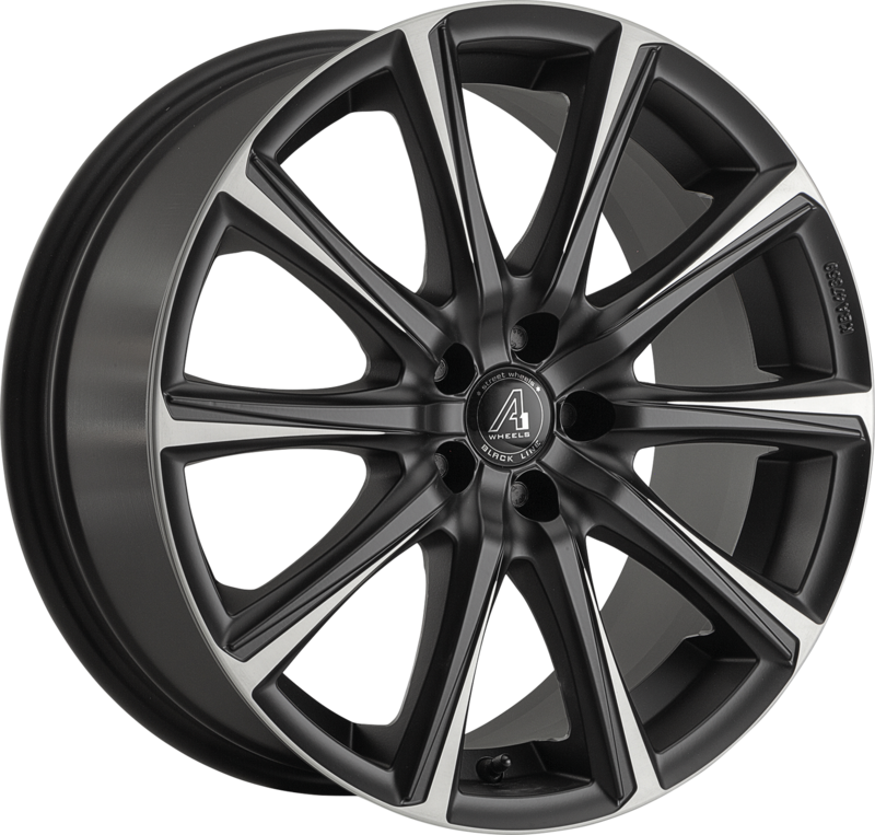 A1 WHEELS | Siarnaq | Grösse: 8.0x18 | ET: 38 | Lochkreis: 5x100 | matt black, face matt polished