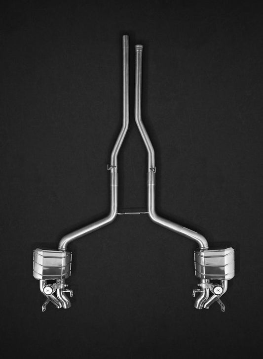 Capristo Sportauspuff Mercedes E63 Limousine 5.5L V8 Biturbo AMG 4matic S und 2WD (W212 ab 2013 Facelift Model) mit CH-Gutachten