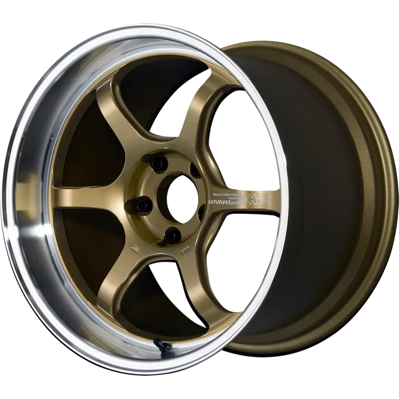 ADVAN RACING | Design: R6 | Grösse: 9.5x18 | ET: 5 | Lochkreis: 5x114.3 | Farbe: machining & racing brass gold