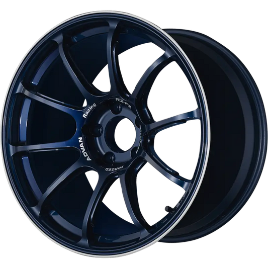 ADVAN RACING | Design: RZ-F2 | Grösse: 9.5x18 | ET: 44 | Lochkreis: 5x114.3 | Farbe: racing titanium blue & ring
