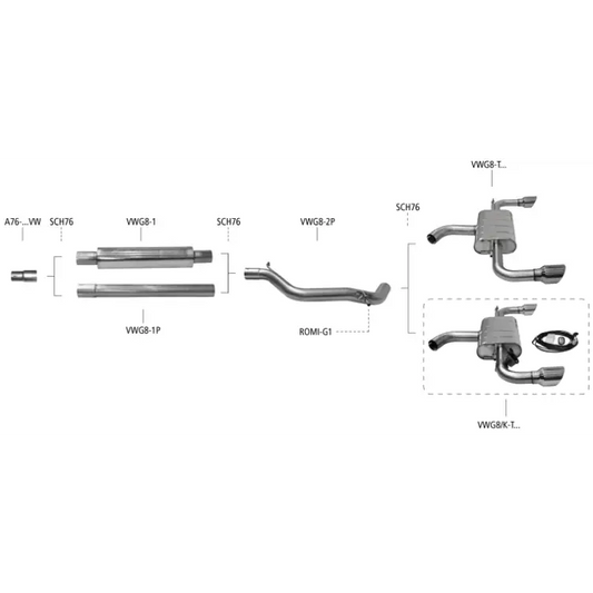 Bastuck Auspuffanlage VW Golf 8 GTI - Abgasanlagen / Downpipes