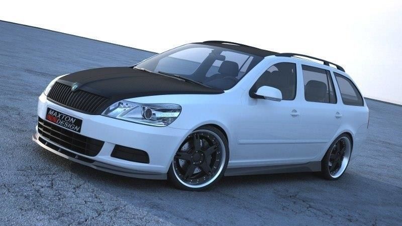 Maxton Design Frontlippe für Skoda Octavia MK2 Facelift schwarz strukturiert