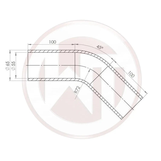 Wagner 55mm Silikonschlauch 45¡ Bogen schwarz - Racing Silicone Hose / Equipment