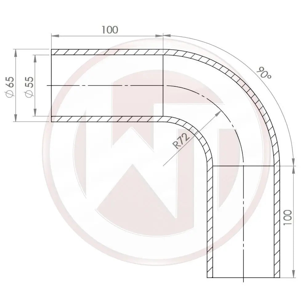 Wagner 55mm Silikonschlauch 90¡ Bogen schwarz - Racing Silicone Hose / Equipment