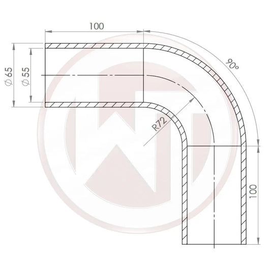Wagner 55mm Silikonschlauch 90¡ Bogen schwarz - Racing Silicone Hose / Equipment