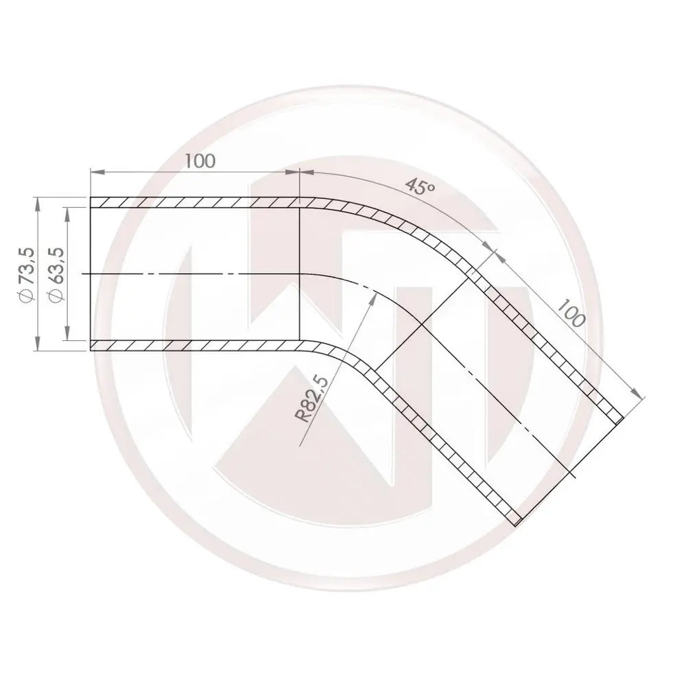 Wagner 63,5mm Silikonschlauch 45¡ Bogen schwarz - Racing Silicone Hose / Equipment