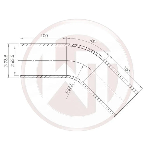 Wagner 63,5mm Silikonschlauch 45¡ Bogen schwarz - Racing Silicone Hose / Equipment