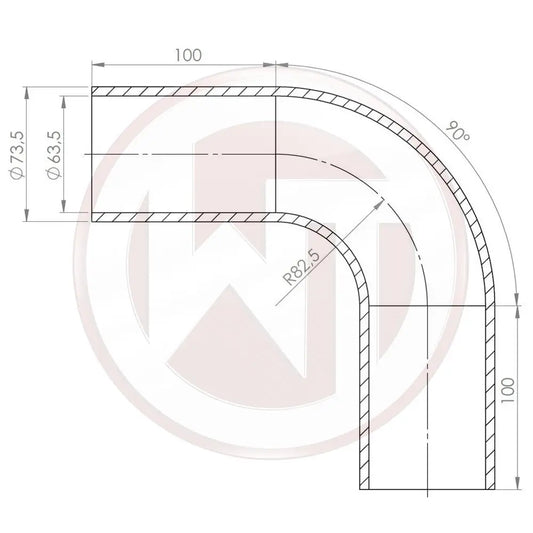 Wagner 63,5mm Silikonschlauch 90¡ Bogen schwarz - Racing Silicone Hose / Equipment