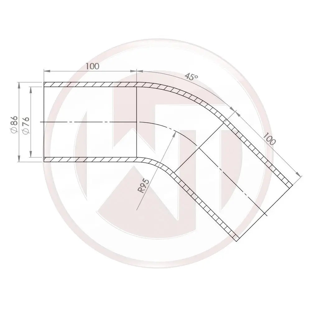Wagner 76mm Silikonschlauch 45¡ Bogen schwarz - Racing Silicone Hose / Equipment