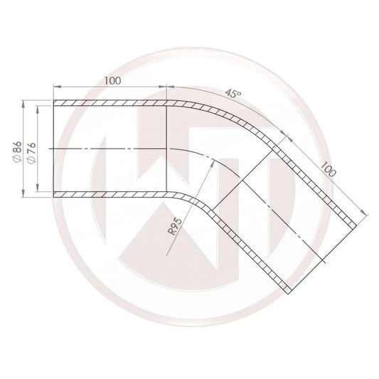 Wagner 76mm Silikonschlauch 45¡ Bogen schwarz - Racing Silicone Hose / Equipment