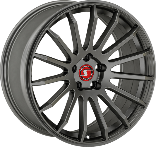 SCHMIDT | Design: CC-ZeroLip | Grösse: 10.0x20 | ET: 15-45 | Lochkreis: 5x100-130 | Farbe: titan matt, hub cap red