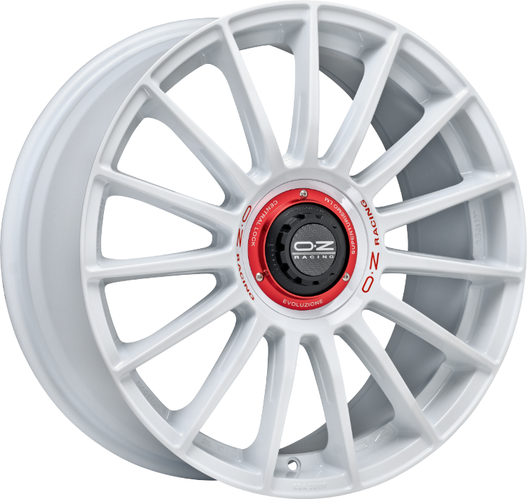 OZ | SUPERTURISMO EVOLUZIONE WRC | 8.5x20 | 5x112 | ET45 | RACE WHITE + RED LETTERING | W01875201EW33