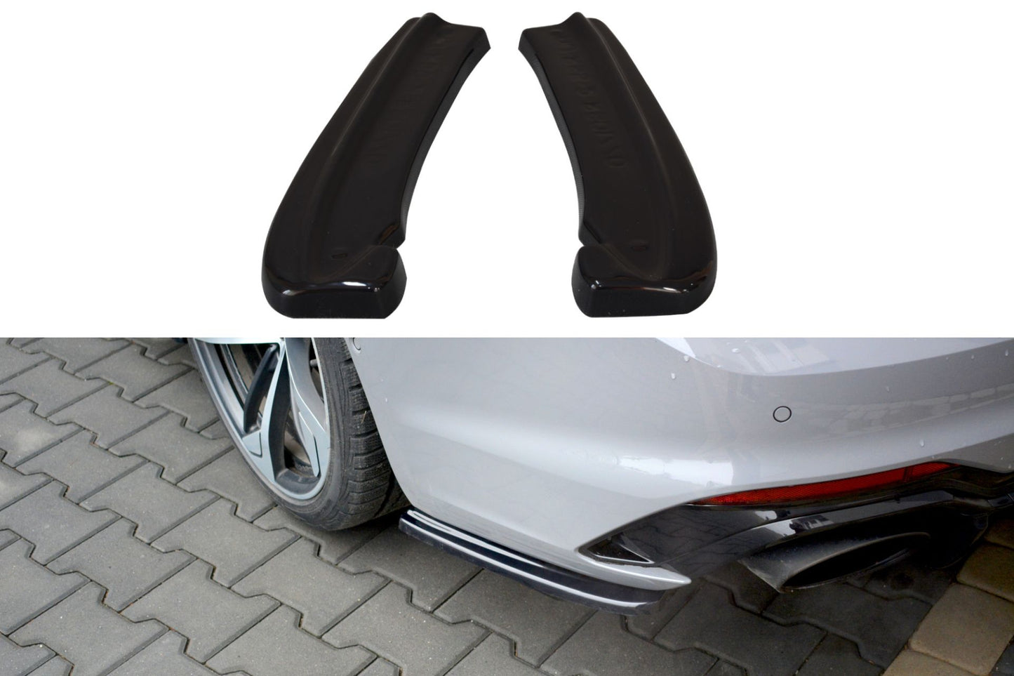 Maxton Design Diffusor-Erweiterungen für Audi F5 RS5 Coupe schwarz hochglanz