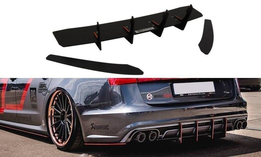 Maxton Design Racing-Diffusor-Erweiterungen für Audi C7 S6 schwarz unbearbeitet