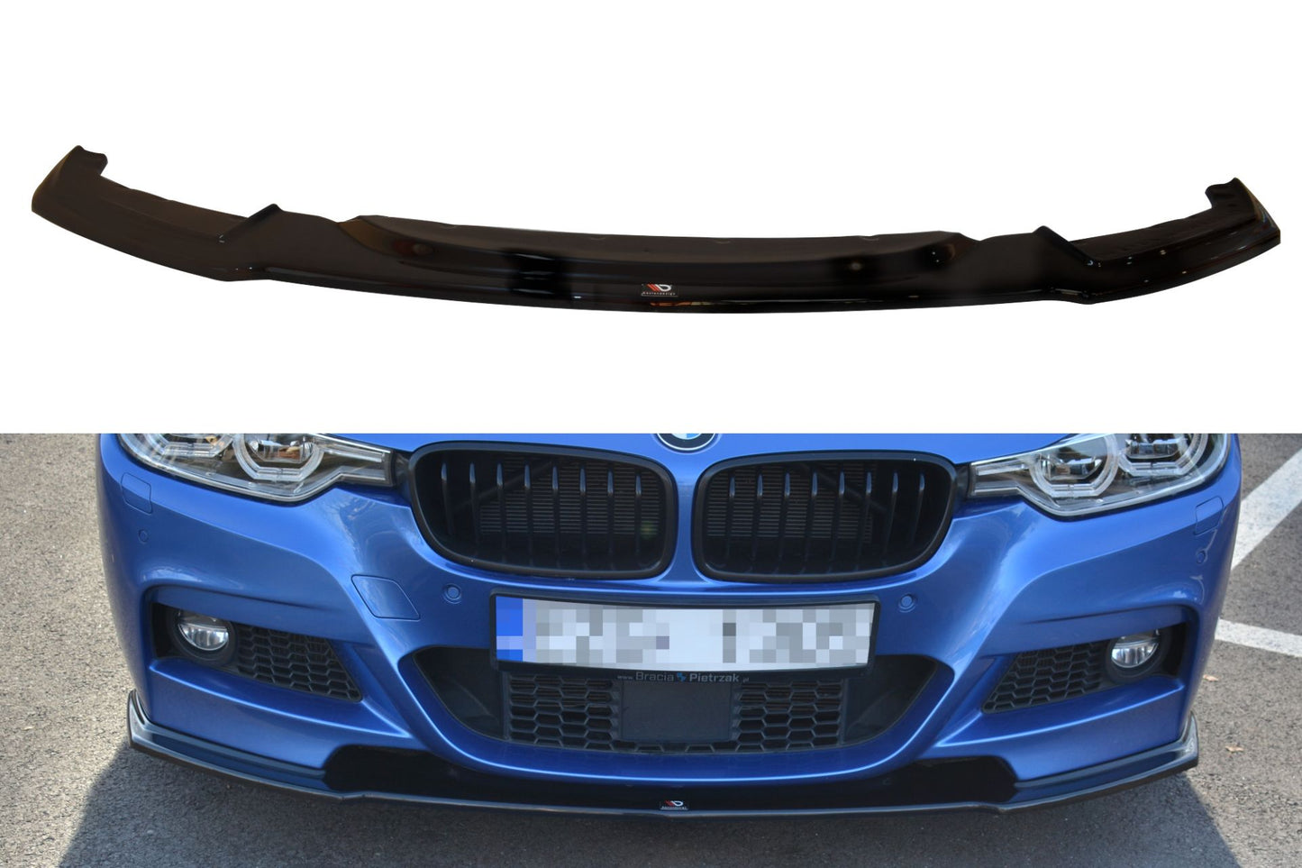 Maxton Design Frontlippe für BMW 3er F30 M-Paket Facelift Limousine schwarz hochglanz