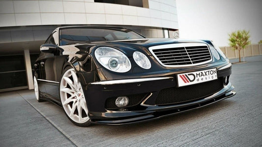 Maxton Design Frontlippe für Mercedes E-Klasse W211 E55 AMG Vorfacelift schwarz hochglanz