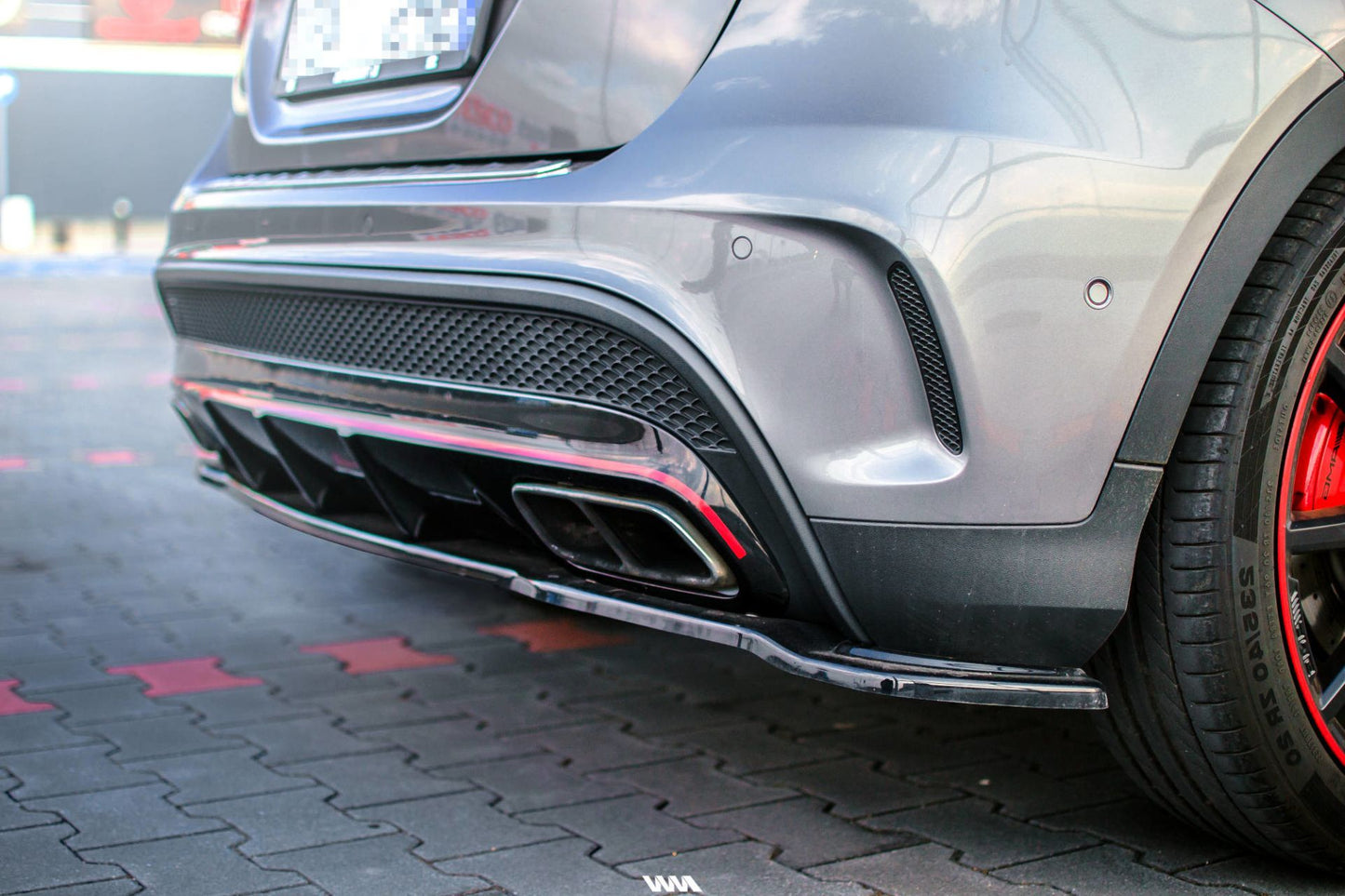 Maxton Design Diffusor für Mercedes GLA AMG X156 Vorfacelift schwarz strukturiert