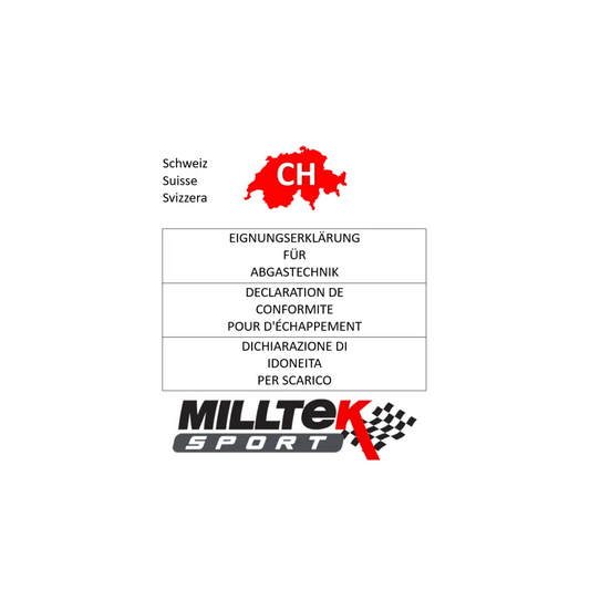 Milltek - CH-Gutachten - Abgasanlagen / Downpipes