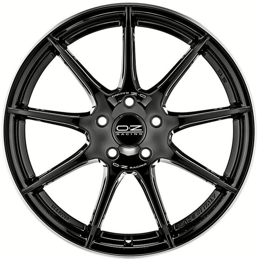 OZ | VELOCE GT | 8x18 | 5x112 | ET45 | GLOSS BLACK+DIAMOND LIP+SILVER LETTERING | W01977205GD4