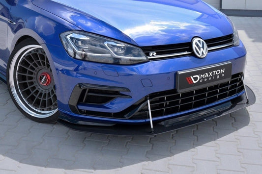 Maxton Design Frontlippe inkl. Koppelstangen und Splitter für Volkswagen Golf Mk7 R Facelift schwarz hochglanz