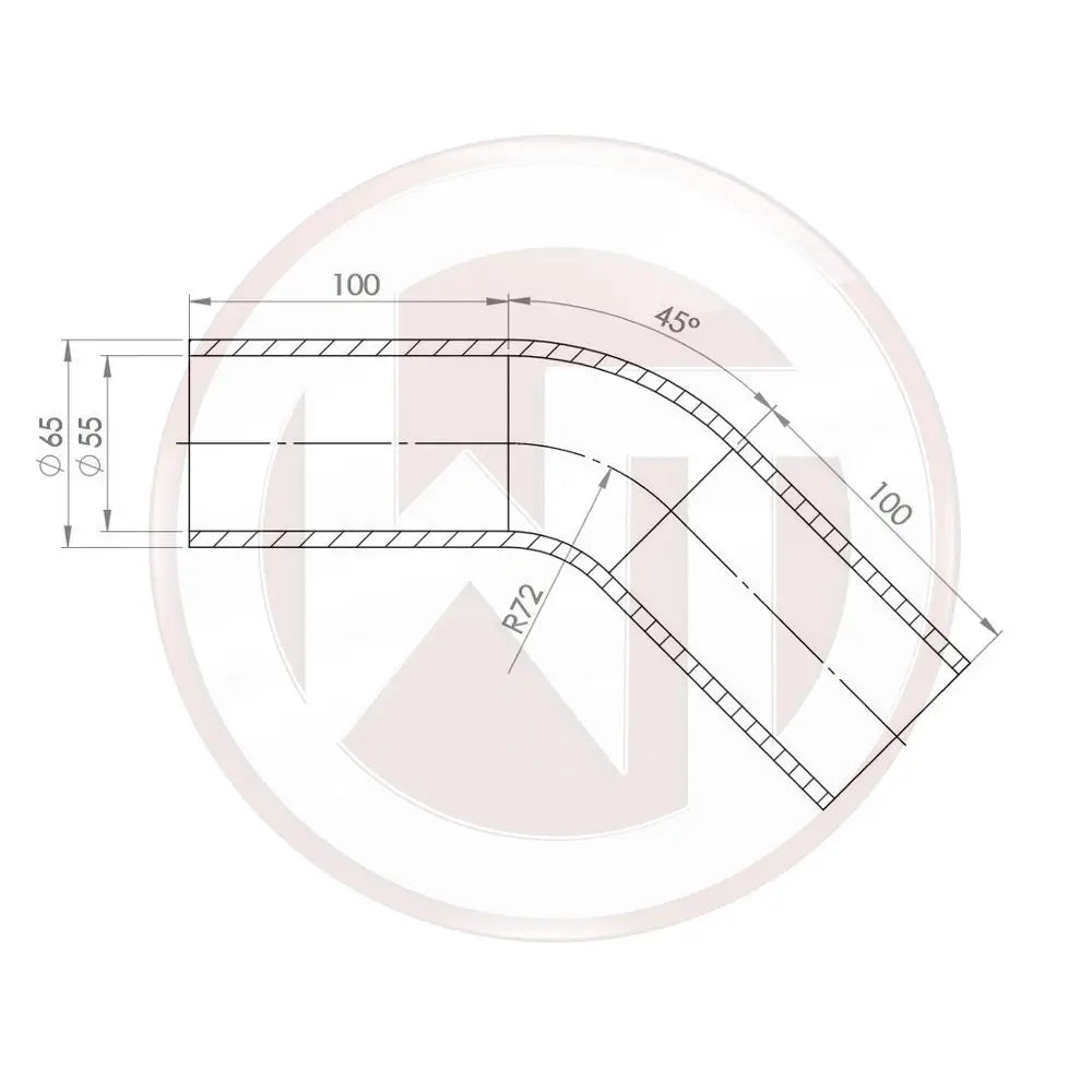 Wagner 55mm Silikonschlauch 45¡ Bogen schwarz - Racing Silicone Hose / Equipment