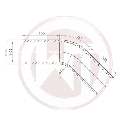 Wagner 55mm Silikonschlauch 45¡ Bogen schwarz - Racing Silicone Hose / Equipment
