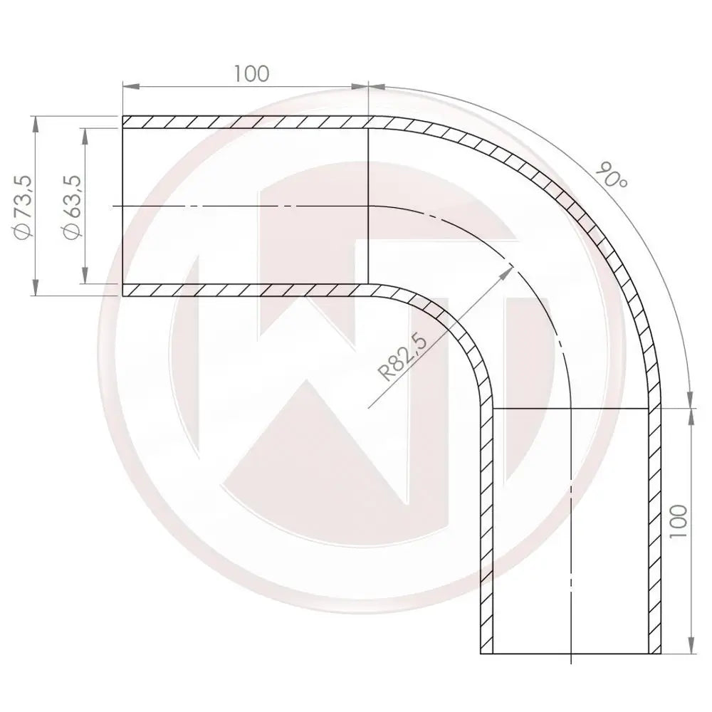 Wagner 63,5mm Silikonschlauch 90¡ Bogen schwarz - Racing Silicone Hose / Equipment