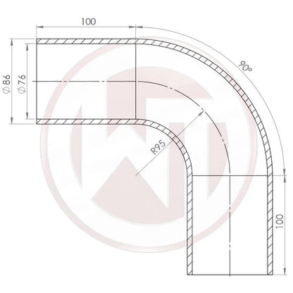 Wagner 76mm Silikonschlauch 90 Bogen schwarz - Racing Silicone Hose / Equipment