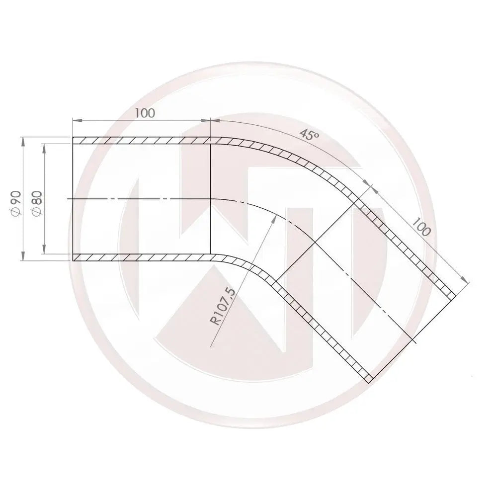 Wagner 80mm Silikonschlauch 45¡ Bogen schwarz - Racing Silicone Hose / Equipment