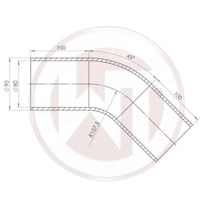 Wagner 80mm Silikonschlauch 45¡ Bogen schwarz - Racing Silicone Hose / Equipment