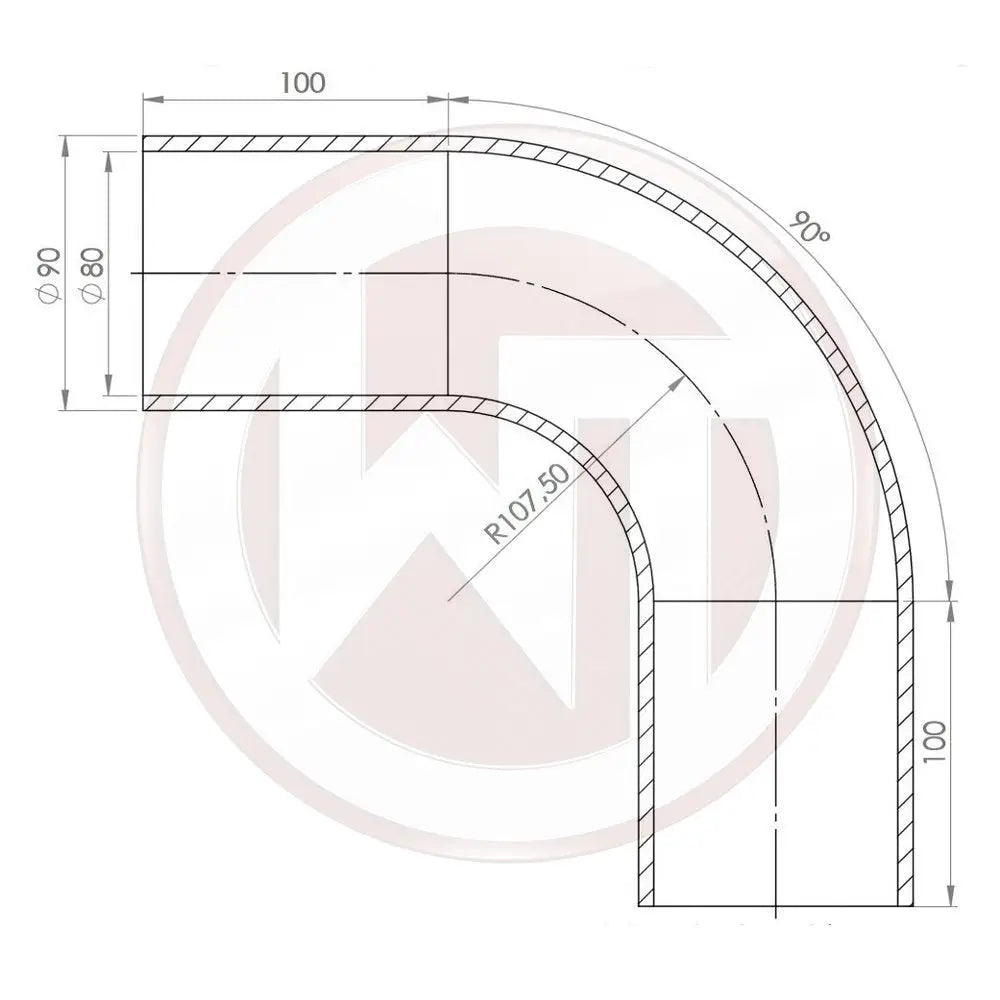 Wagner 80mm Silikonschlauch 90¡ Bogen schwarz - Racing Silicone Hose / Equipment